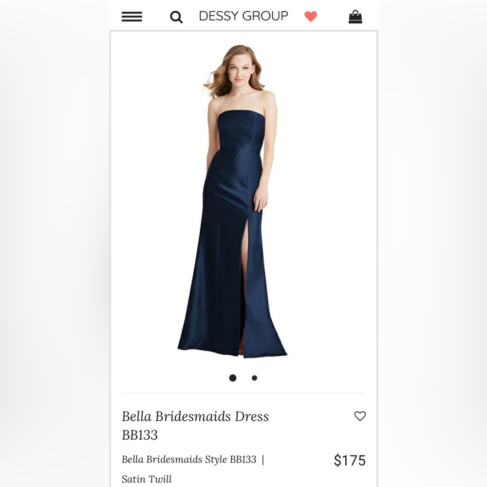 Dessy Bella Bridesmaids strapless dress;Midnight Navy. Size 2.
